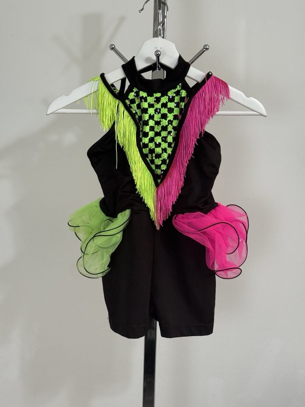 Revolution Dancewear Neon Fringe Sequin Costume Tap Size Medium Child RC23986